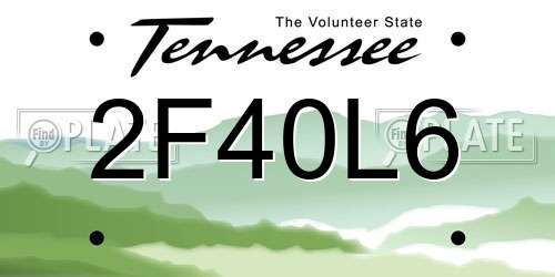 2F40L6 Tennessee License Plate