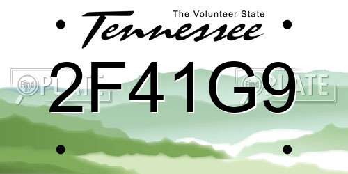 2F41G9 Tennessee License Plate