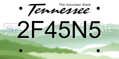 2F45N5 Tennessee License Plate