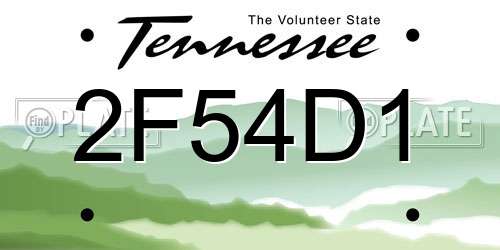 2F54D1 Tennessee License Plate
