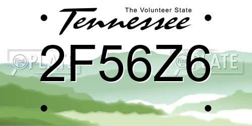 2F56Z6 Tennessee License Plate