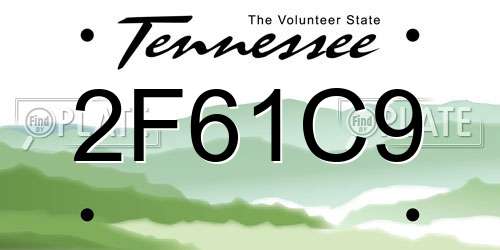 2F61C9 Tennessee License Plate