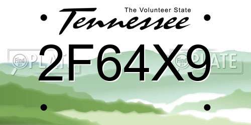 2F64X9 Tennessee License Plate