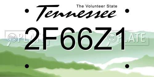 2F66Z1 Tennessee License Plate