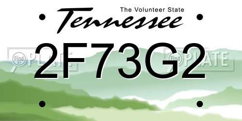 2F73G2 Tennessee License Plate
