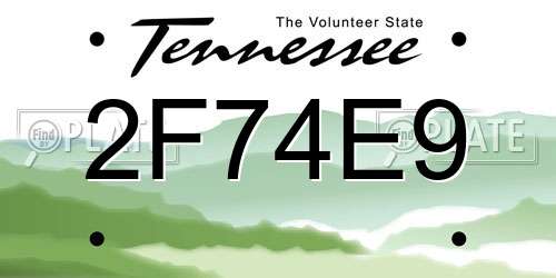 2F74E9 Tennessee License Plate