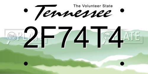2F74T4 Tennessee License Plate