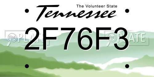 2F76F3 Tennessee License Plate