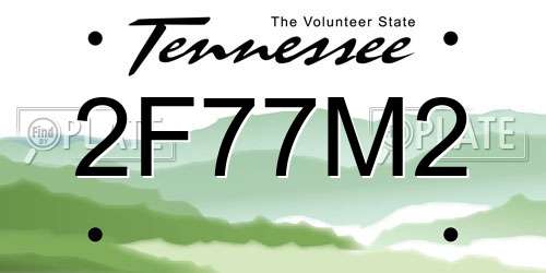 2F77M2 Tennessee License Plate