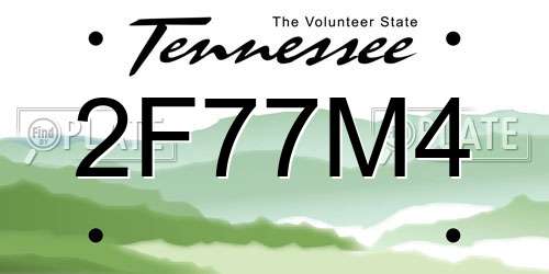 2F77M4 Tennessee License Plate