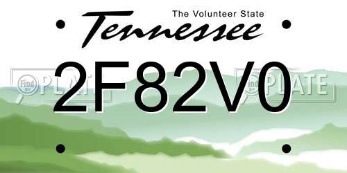 2F82V0 Tennessee License Plate