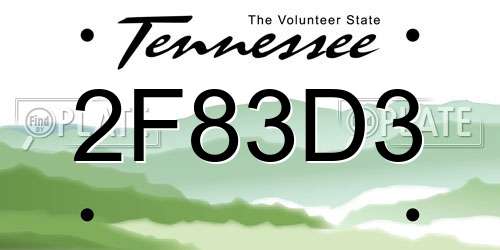 2F83D3 Tennessee License Plate