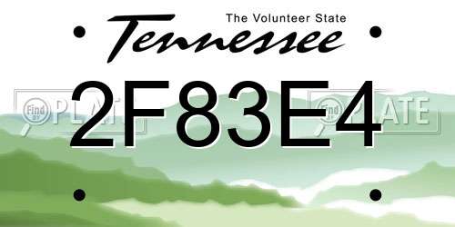 2F83E4 Tennessee License Plate