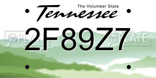 2F89Z7 Tennessee License Plate