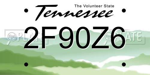 2F90Z6 Tennessee License Plate