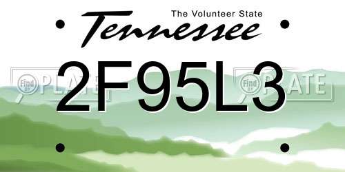 2F95L3 Tennessee License Plate