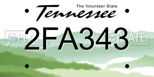 2FA343 Tennessee License Plate