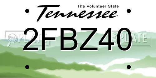 2FBZ40 Tennessee License Plate