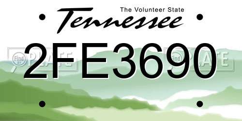 2FE3690 Tennessee License Plate