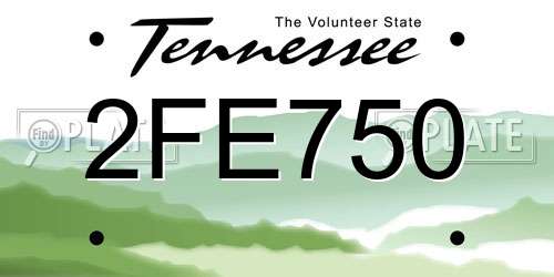 2FE750 Tennessee License Plate