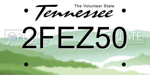 2FEZ50 Tennessee License Plate
