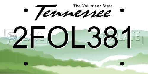 2FOL381 Tennessee License Plate