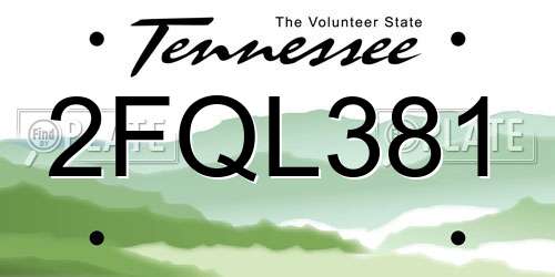2FQL381 Tennessee License Plate