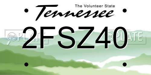2FSZ40 Tennessee License Plate