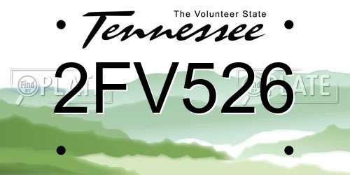 2FV526 Tennessee License Plate