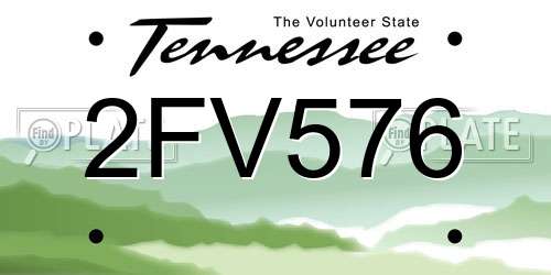 2FV576 Tennessee License Plate