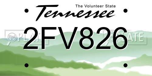2FV826 Tennessee License Plate
