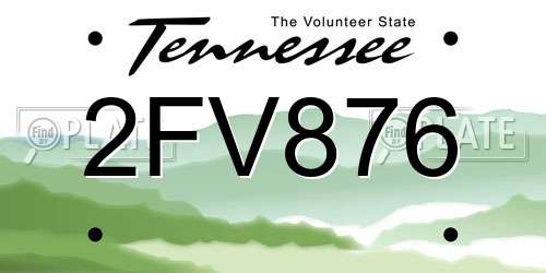 2FV876 Tennessee License Plate