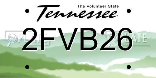 2FVB26 Tennessee License Plate