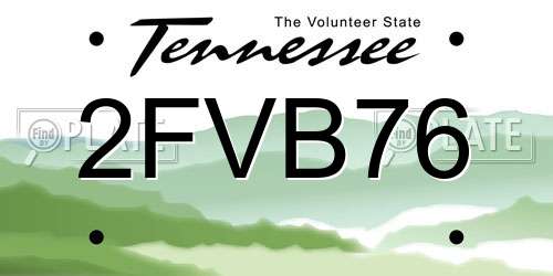 2FVB76 Tennessee License Plate