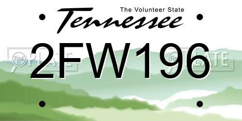 2FW196 Tennessee License Plate
