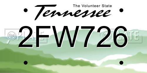 2FW726 Tennessee License Plate