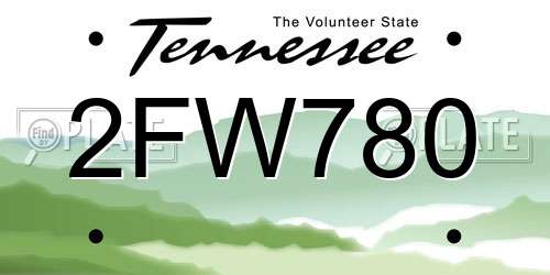 2FW780 Tennessee License Plate