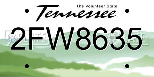 2FW8635 Tennessee License Plate