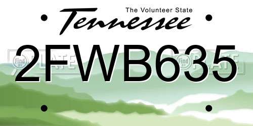 2FWB635 Tennessee License Plate