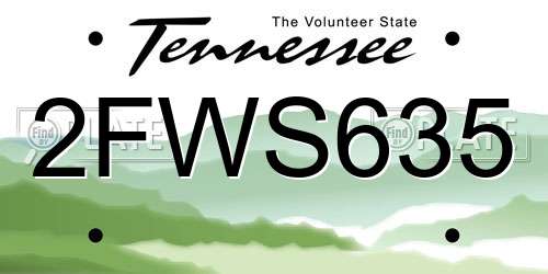 2FWS635 Tennessee License Plate