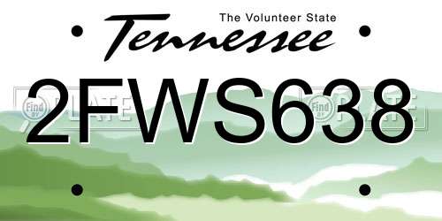 2FWS638 Tennessee License Plate