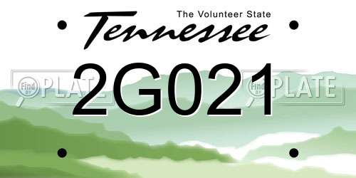 2G021 Tennessee License Plate