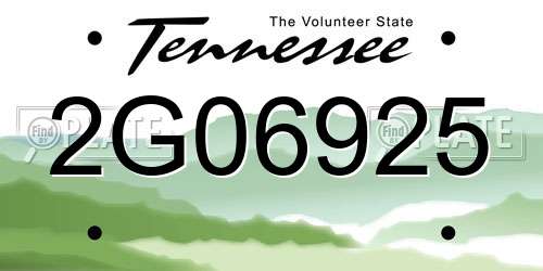 2G06925 Tennessee License Plate