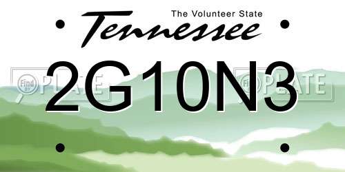 2G10N3 Tennessee License Plate
