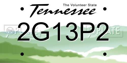 2G13P2 Tennessee License Plate