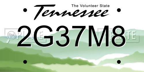 2G37M8 Tennessee License Plate