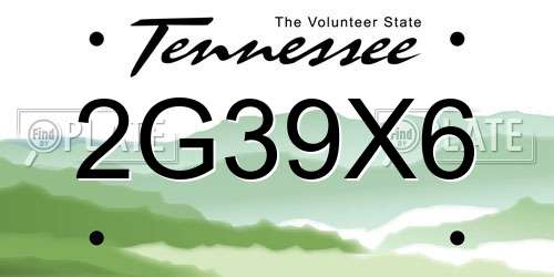 2G39X6 Tennessee License Plate