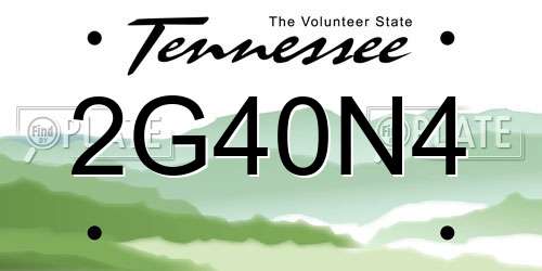 2G40N4 Tennessee License Plate