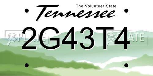 2G43T4 Tennessee License Plate