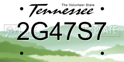 2G47S7 Tennessee License Plate